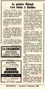 Nice Matin 11 décembre 1992