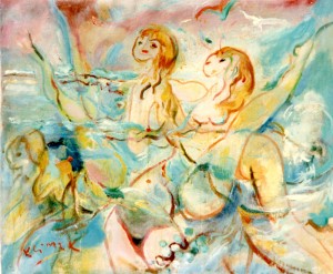 Baignade Ludique (huile sur toile 54x65)