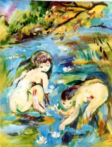 Baigneuses aux Nymphéas (huile sur toile 65x81)  exposé à New York 1987 KCD12