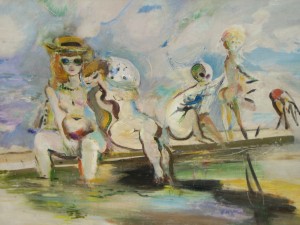 Baigneuses sur les pontons de Juan les Pins