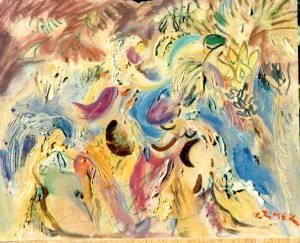 Baigneuses à l'ombrage des Palmiers (hsc 32x41 sbd)