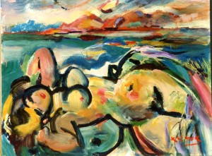 Bain de Soleil (huile sur toile 50x60)
