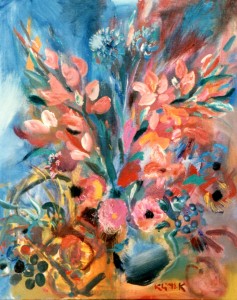 Bouquet  Flamboyant (huile sur toile 73x54)