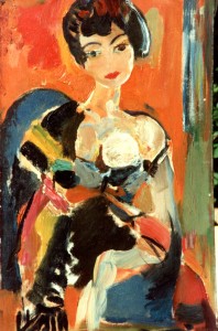 Elégante du soir (huile sur toile)