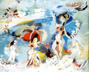 Femmes Papillons  (huile sur panneau)