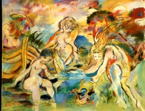 Jeux Aquatiques 1985  (huile sur toile 65x81 )