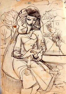 La Dentellière Fusain  1954