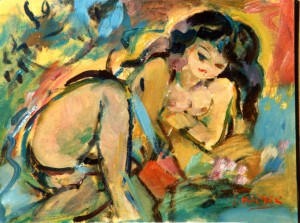 La Lecture (huile sur toile 50x65  15F )
