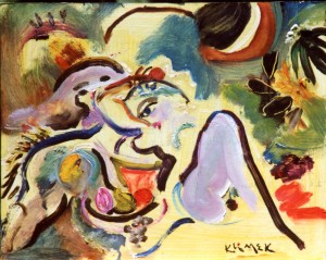 Les deux Amies au Clair de Lune (huile sur carton 32x41)