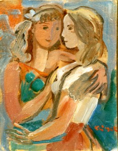 Les deux Jeune Filles  1950 (huile sur carton)