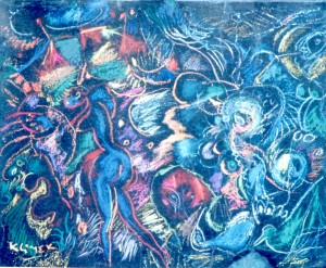 Métamorphose (Pastel sur papier noir)