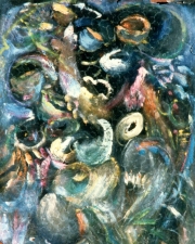 Naïades 1960  (pastel sur paier noir gauffré) 