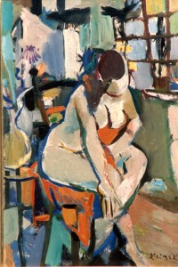 Nu Assis (huile sur panneau)