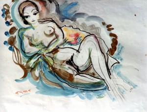 Nu allongé (aquarelle 51x65 )