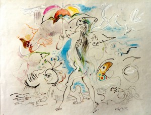 Nu à l'ombrelle au Bord de Mer  1968