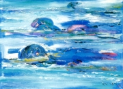 Trois Nageuses dans le Bleu d'Azur 1972 (hst 73x54) )